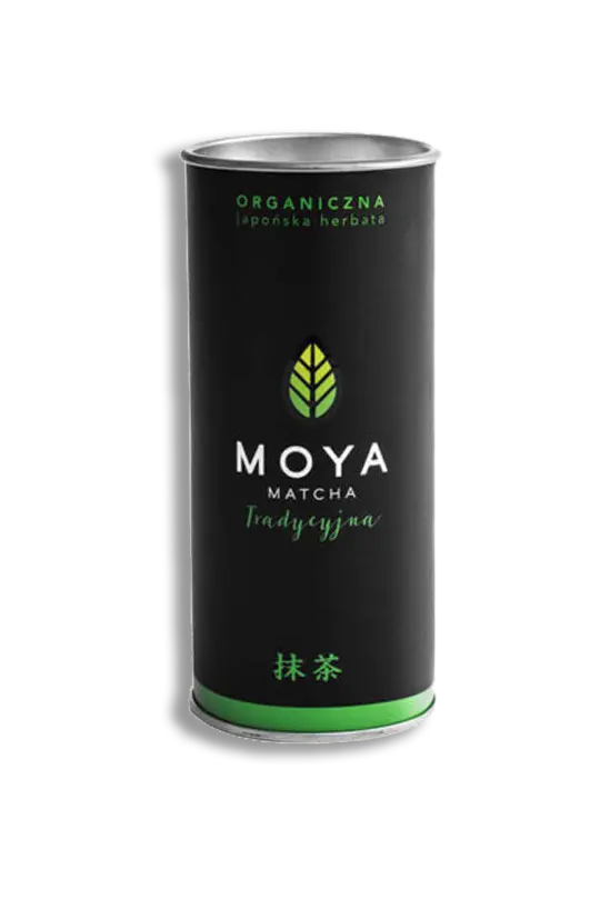 Moya Matcha Traditional 30g organic Japanese matcha green tea powder in a resealable tin