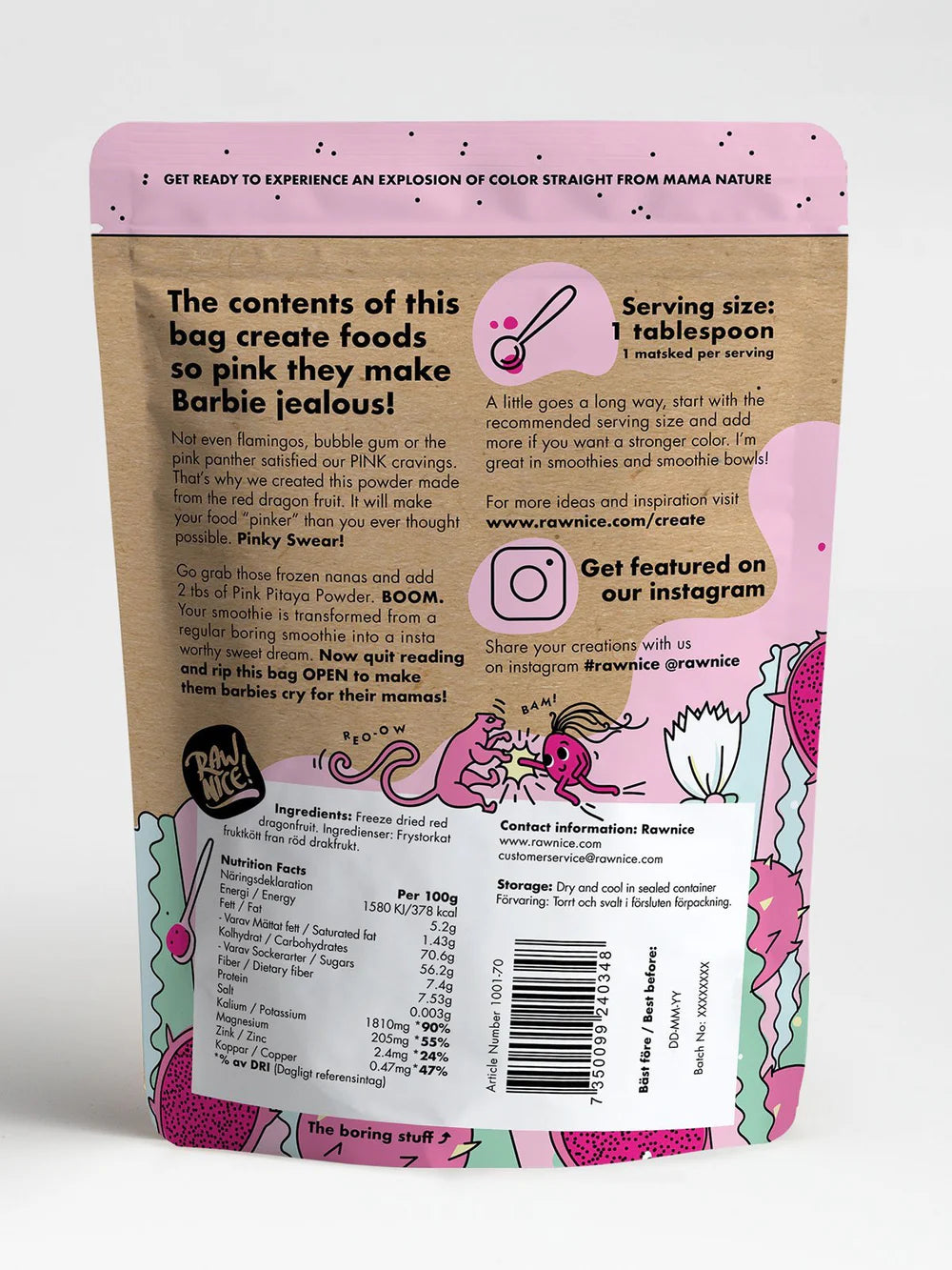 RAW Nice Pink Pitaya Powder – Natural Vegan Superfood Color Boost