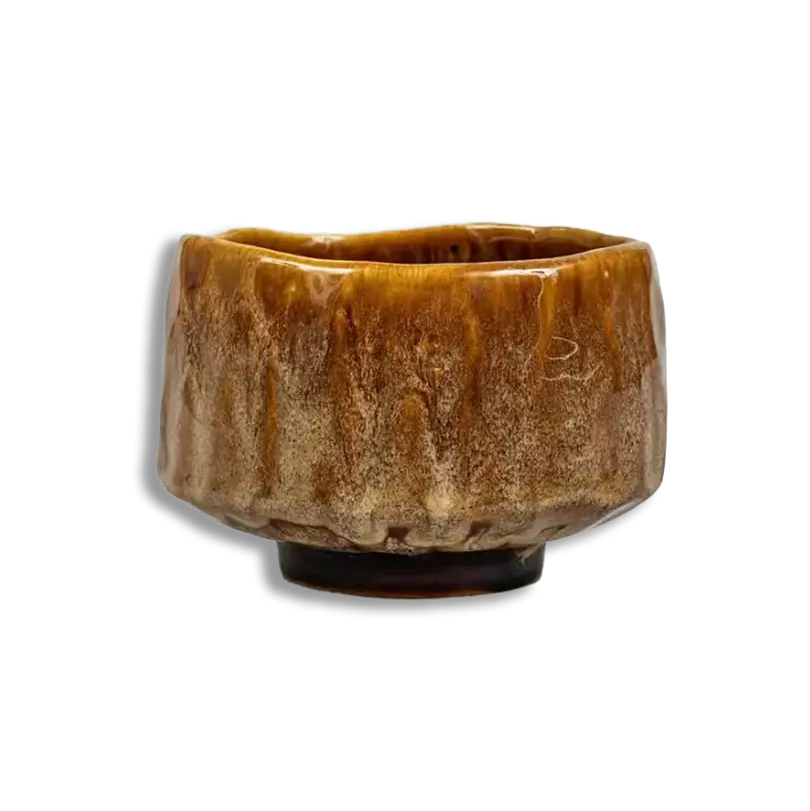 Brown ceramic pot on a white background