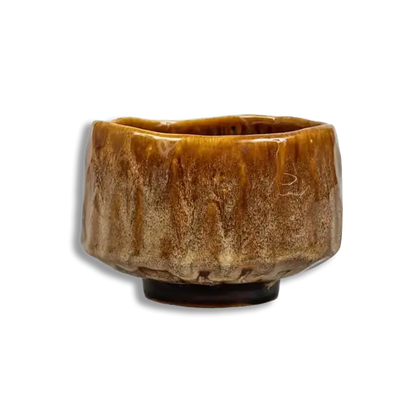 Brown ceramic pot on a white background