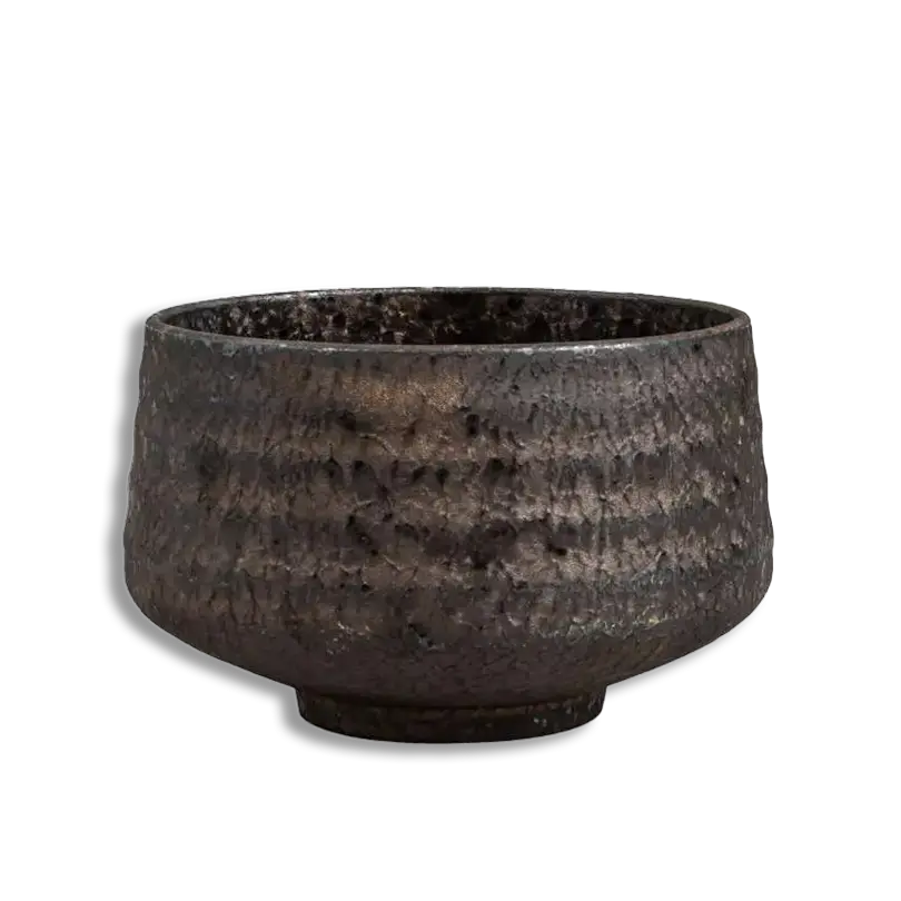 Dark brown ceramic pot on a white background