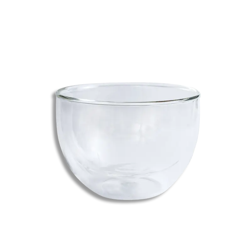 Clear glass bowl on a white background