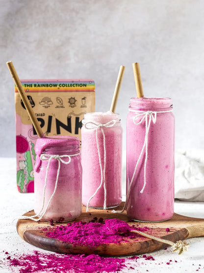RAW Nice pink pitaya powder for vibrant natural color and vegan superfood nutrition in smoothies and bowls
