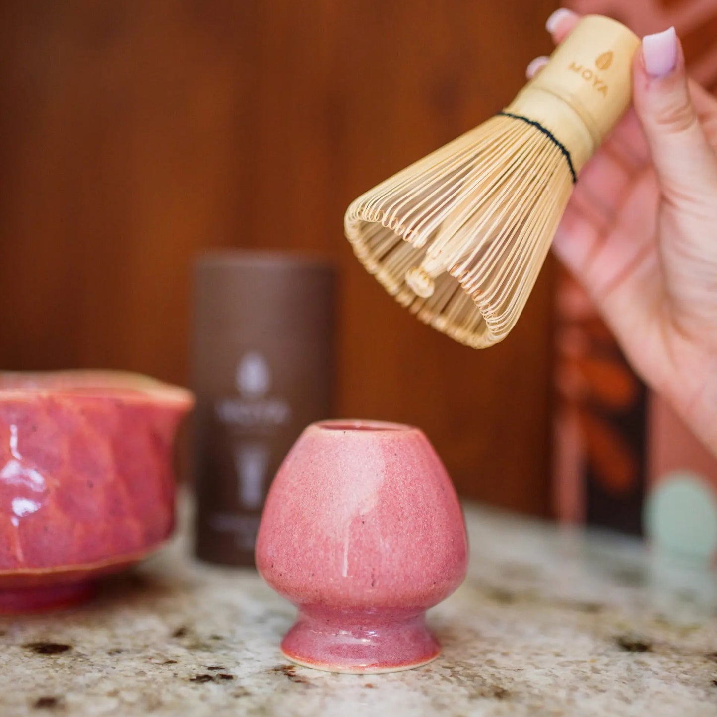 Moya Matcha Naoshi – Botan Ceramic Whisk Holder for Chasen